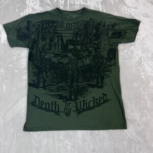 Y2K Apprime US Army Shirt Mens Medium Death To The Wicked Troops Skulls Ghosts